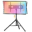 UEAKPIC Portable Tripod TV Stand for 25 to 65, 70-inch Television with ±15°Tilt, 5 Pillar Height, Dual Safety Pins, Tall Tvstand Maxi Load 110 lbs