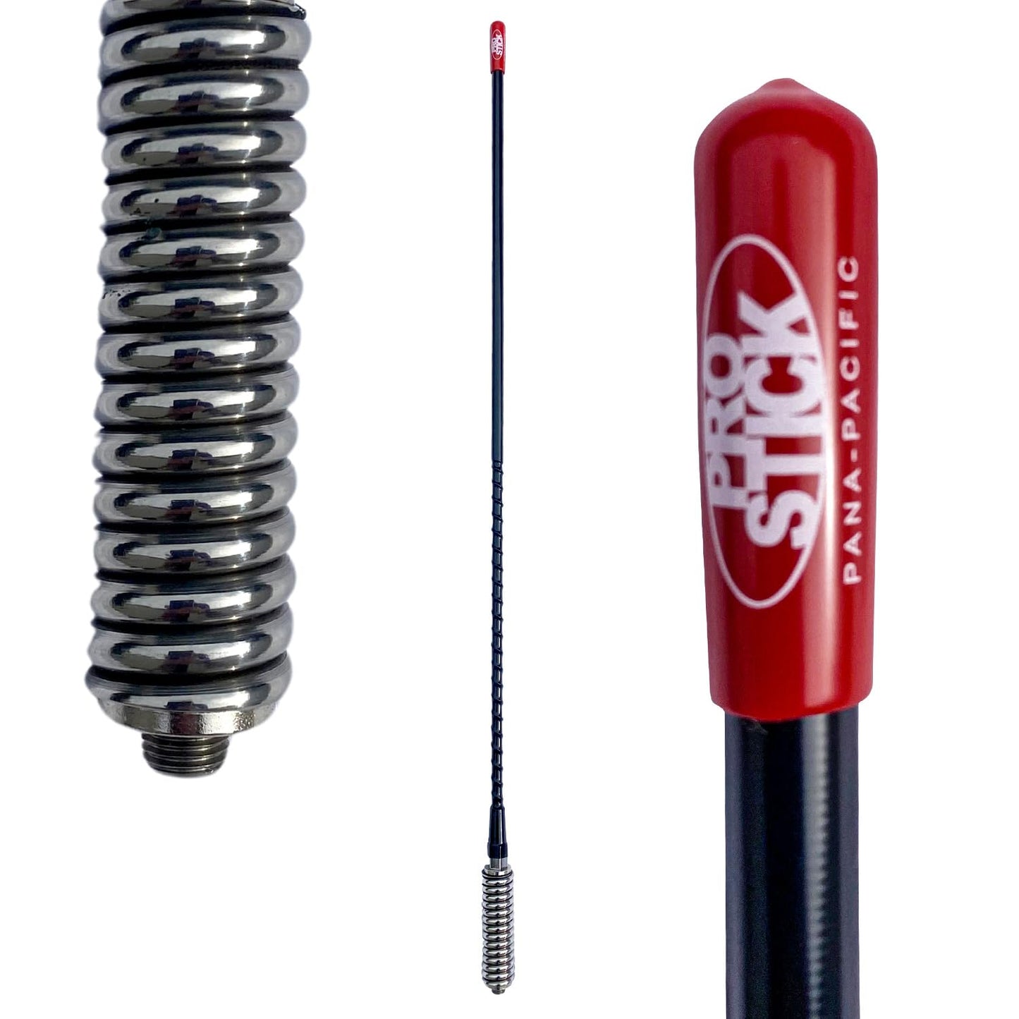 Prostick 4 Foot Fiberglass Black Passive CB Radio Antenna with Heavy Duty Stainless Steel Spring.