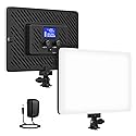 QEUOOIY Led Video Light Panel, 20W Bi-Color Photography Lighting Kit with 4000mAh Battery, Dimmable 2500-8500K Conference Studio Light