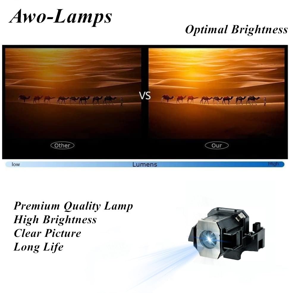 AWO V13H010L35 Premium Replacement Lamp Bulb with Housing for EPSON PowerLite Home Cinema 400,PowerLite Cinema 550,PowerLite Pro Cinema