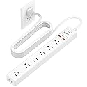 10 Ft Power Strip Surge Protector - 7 Outlets 4 USB Ports (2 USB C), Ultra Thin Flat Extension Cord & Flat Plug, 1700 Joules, Wall Mount, Desk