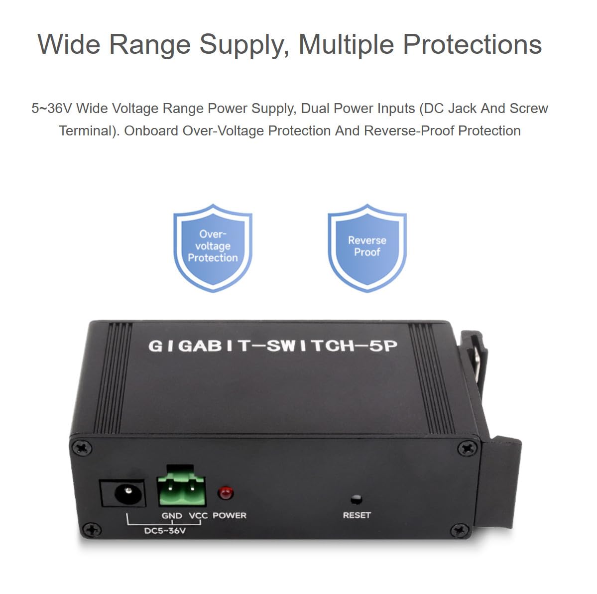 Industrial Grade 5P Gigabit Ethernet Switch IEEE 802.3X-Compliant Full-Duplex 10/100/1000M DIN Rail Mount Connection @XYGStudy