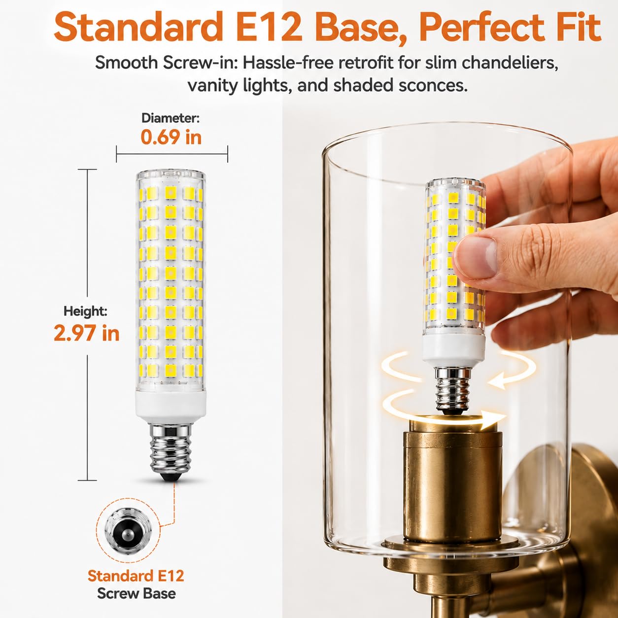Momolumen 5 Pack E12 LED Light Bulbs 100 Watt Equivalent, Candelabra Bulbs, Non-Dimmable T6 Candle Bulbs for Chandeliers Ceiling Fan Wall Sconce