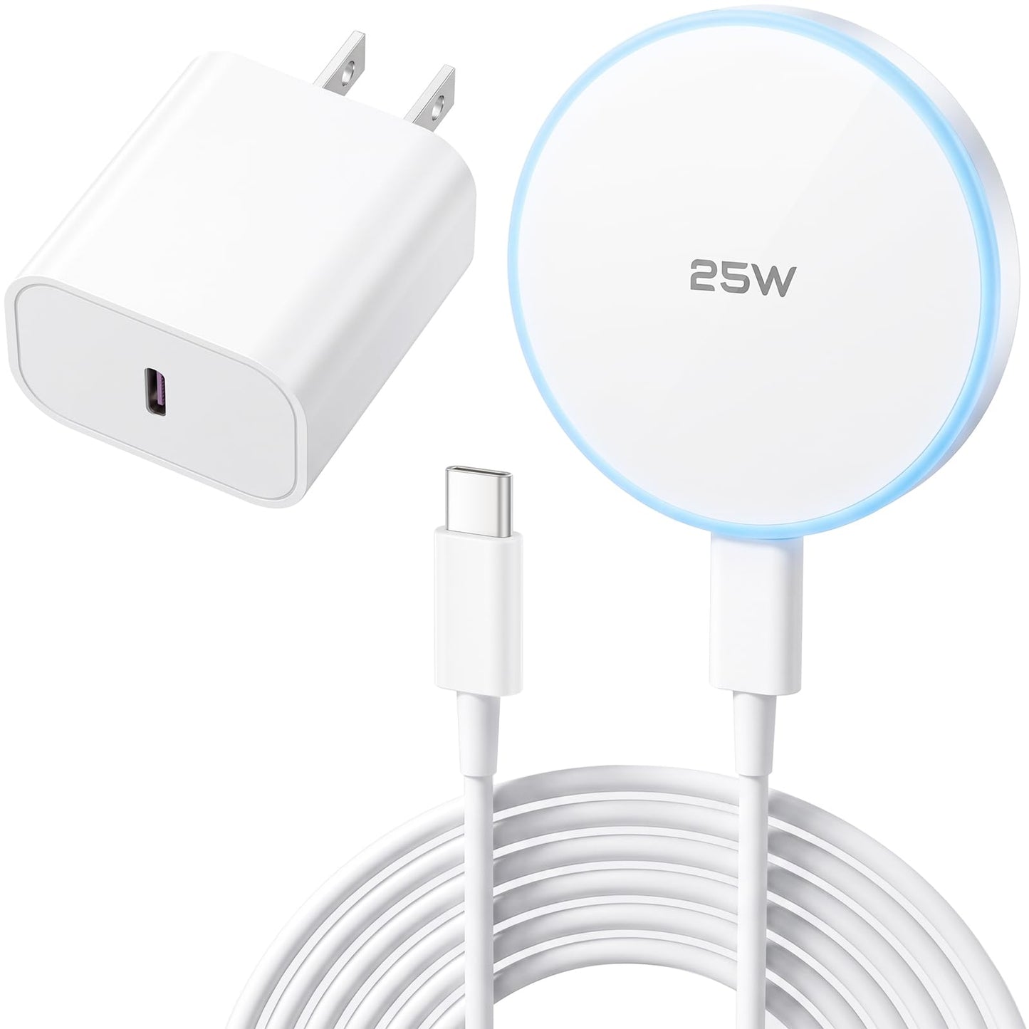 MagSafe Charger 25W Magnetic Wireless Charger Fast Charging Pad with 30W Adapter&4.2FT Type C Cable Compatible with iPhone 17/16/15/14/13/12 Series