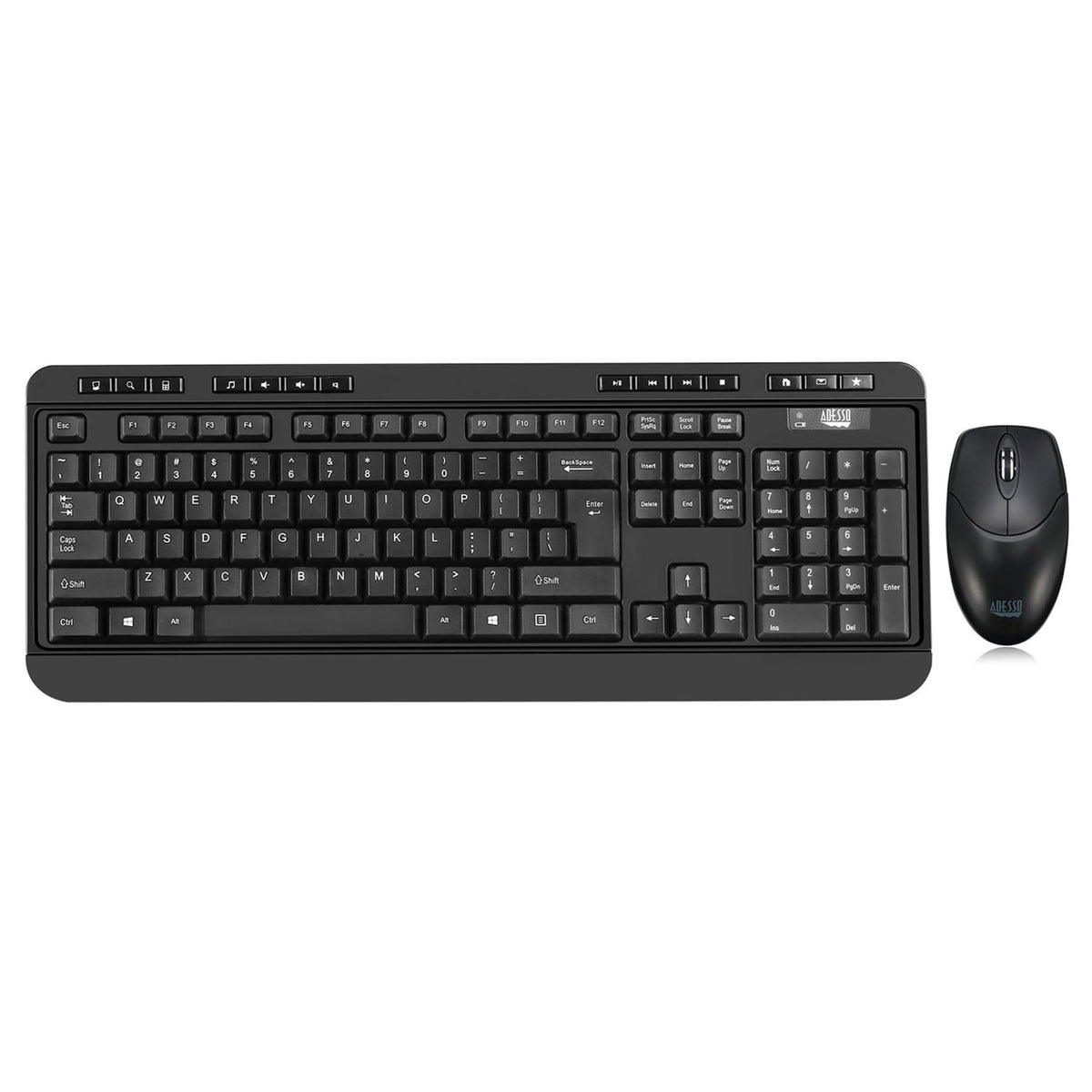 Adesso WKB-1320CB Wireless Desktop Keyboard and Mouse Combo, 2.4 GHz