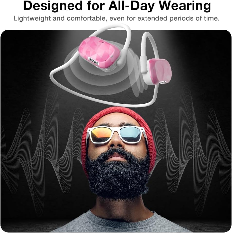 Purity Air Open Ear Headphones - True Air Conduction Wireless Bluetooth Open Ear Earbuds with Dual Mic for iPhone/Android - Secured Long Wearing