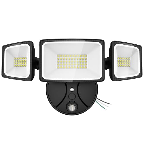 Onforu 80W Dusk to Dawn Outdoor Lighting,8000LM Black Flood Lights Outdoor,IP65 Waterproof Exterior Security LED Light,3 Adjustable Heads Photocell