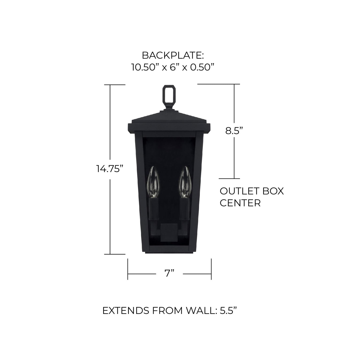 Capital Lighting 926221BK Donnelly Clear Glass Outdoor Wall Sconce, 2-Light 120 Total Watts, 15" H x 7" W, Black
