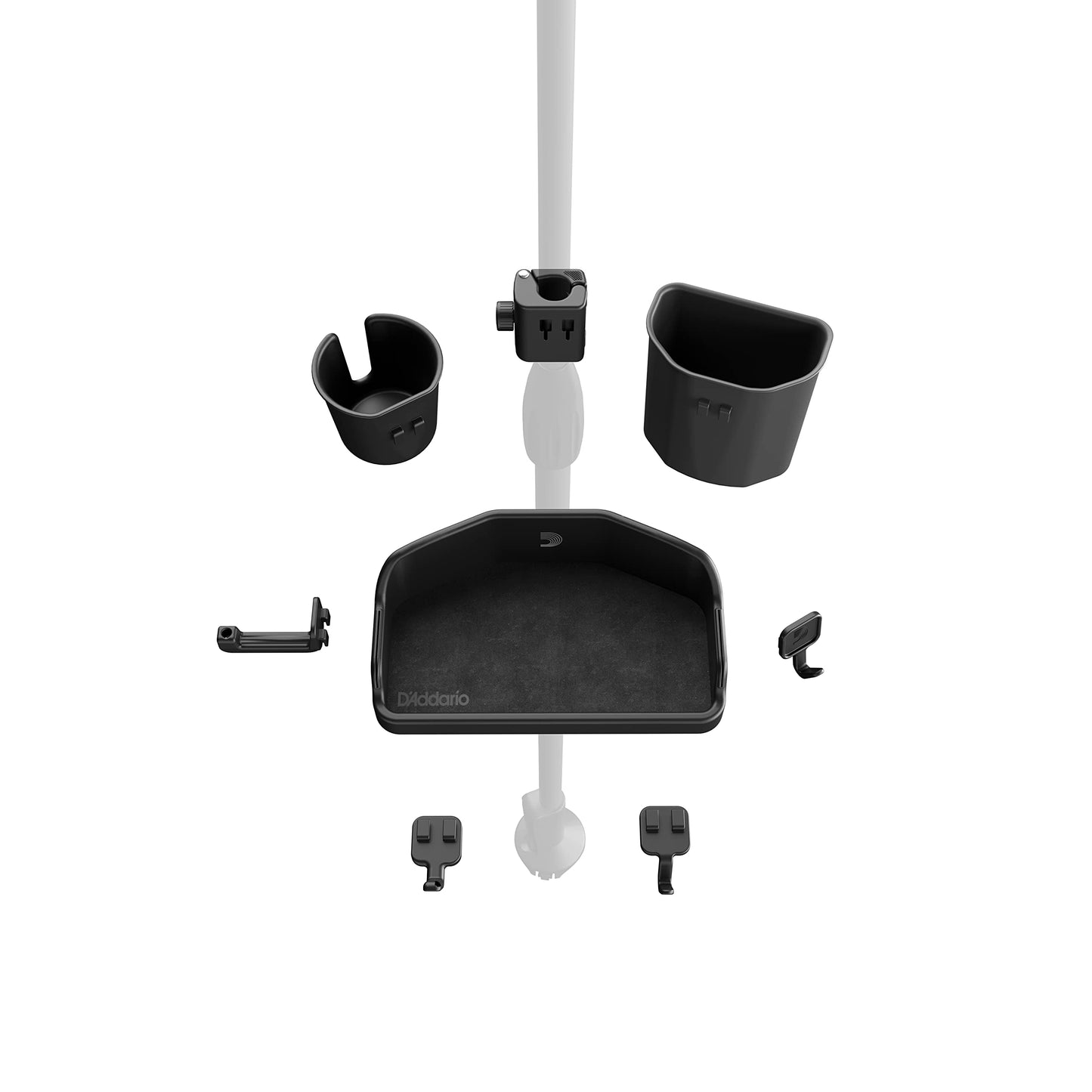 D'Addario Mic Stand Accessory System Starter Kit with Gear Tray, Cup Holder & Tip Jar
