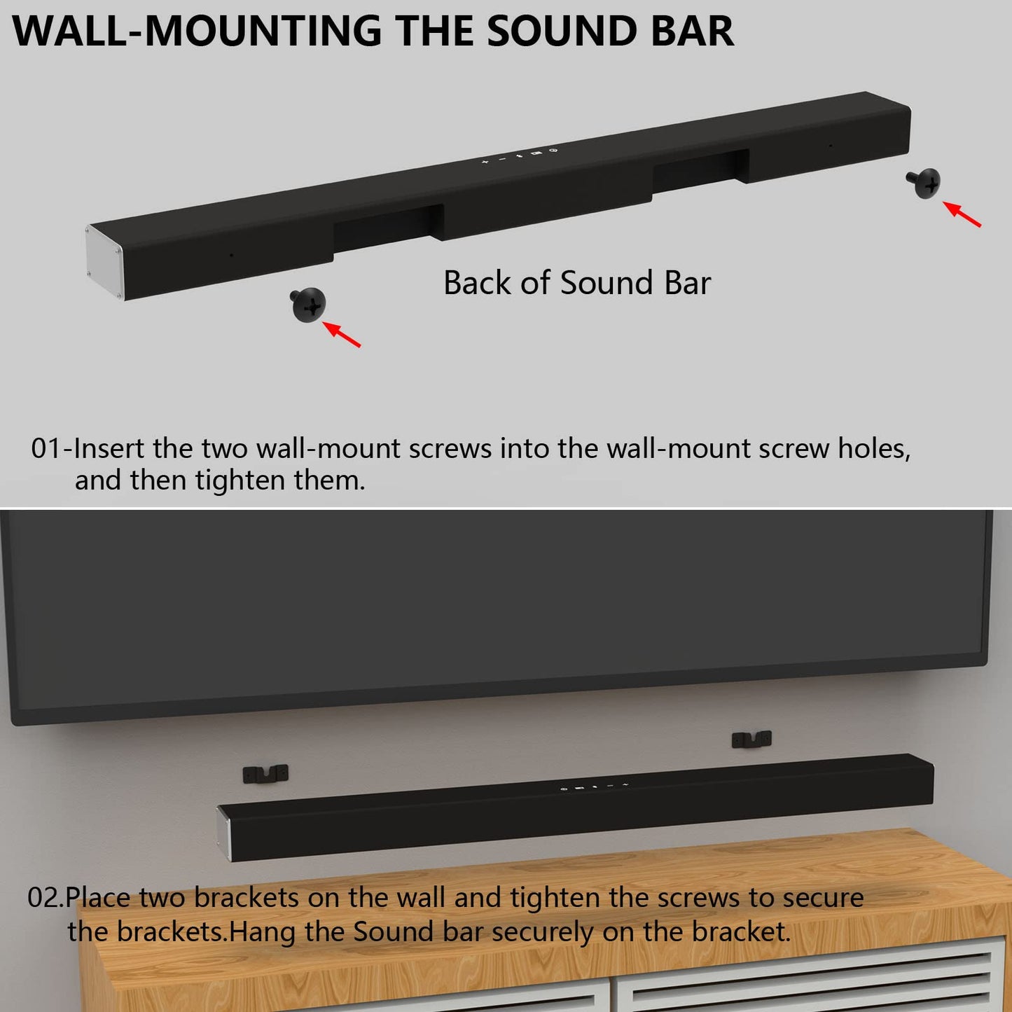 Ykxaecl Wall Mount Bracket for VIZIO Soundbars, Fits 11"-65" Soundbars, Mounts Satellite Speakers