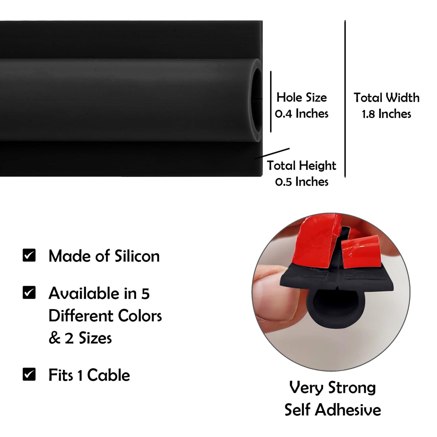 Rubber Bond TV Cord Hider Cable Protector - Strong Self Adhesive Wall Cord Cover Cable Hider - Low Profile Cable Management Wall Cord Concealer Cable