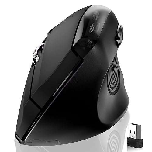 memzuoix Ergonomic Wireless Mouse, 2.4G Optical Cordless, 800/1200/1600 DPI, Vertical Computer Mouse for Laptop, Mac, PC, Desktop (Right Hand, Large)