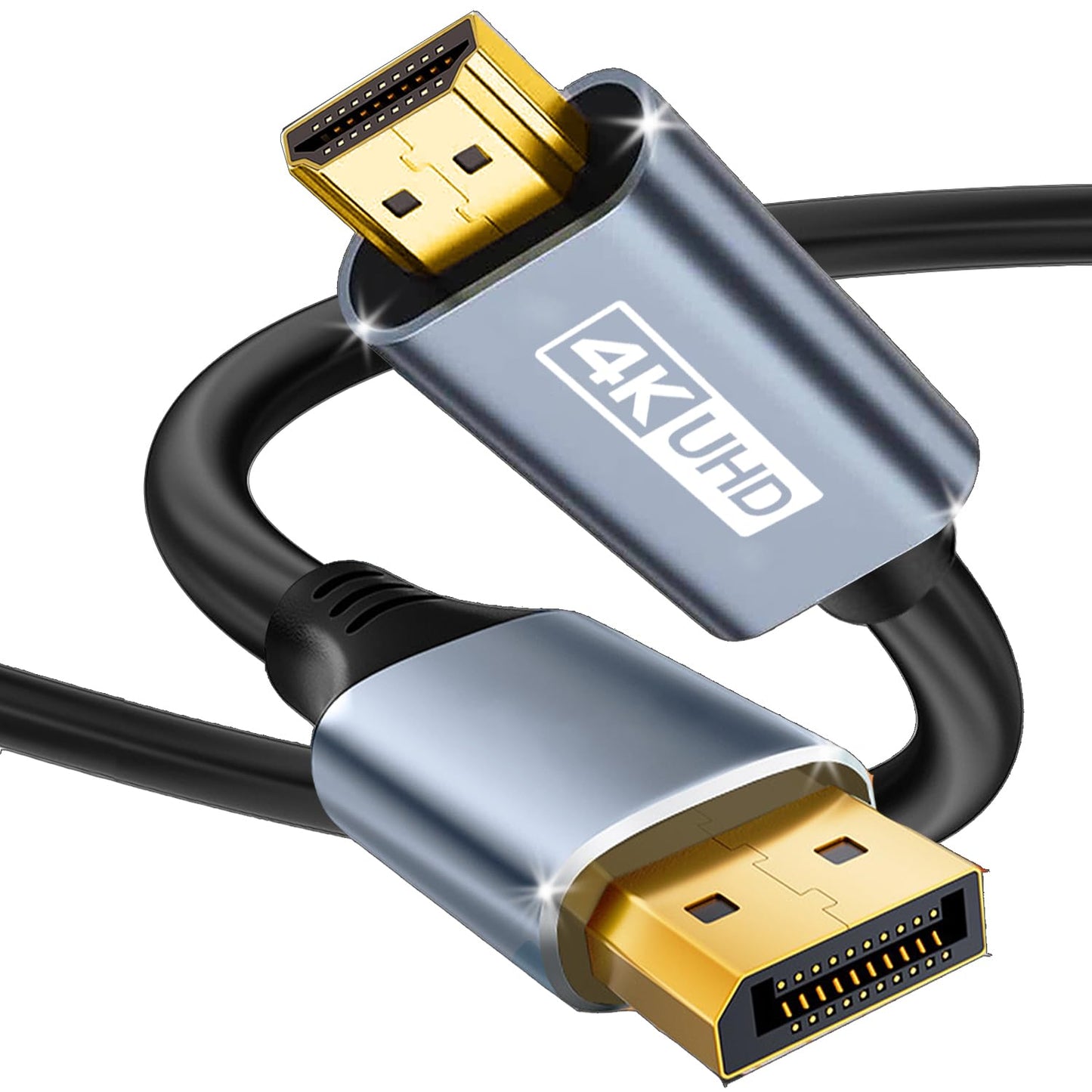 4K DisplayPort to HDMI Cable 6FT, Uni-Direction DP 1.2 (Source) to HDMI 1.4 (Screen), DP to HDMI Cable Adapter Compatible with HP, ThinkPad, AMD