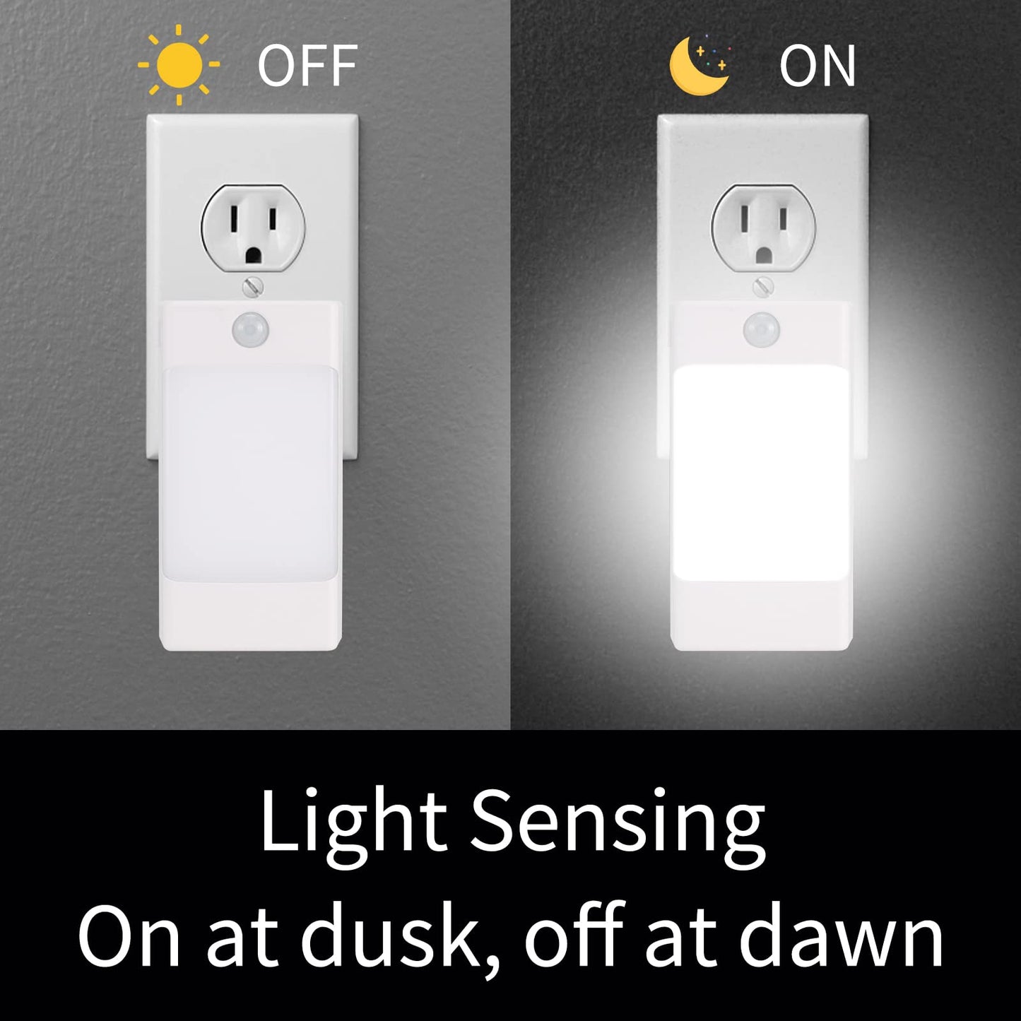 Wennyn 4-in-1 LED Night Light Emergency Backup Light, Motion Sensor, Dusk-to-Dawn Sensor, Rechargeable Battery Operated 5000K Daylight White, LED