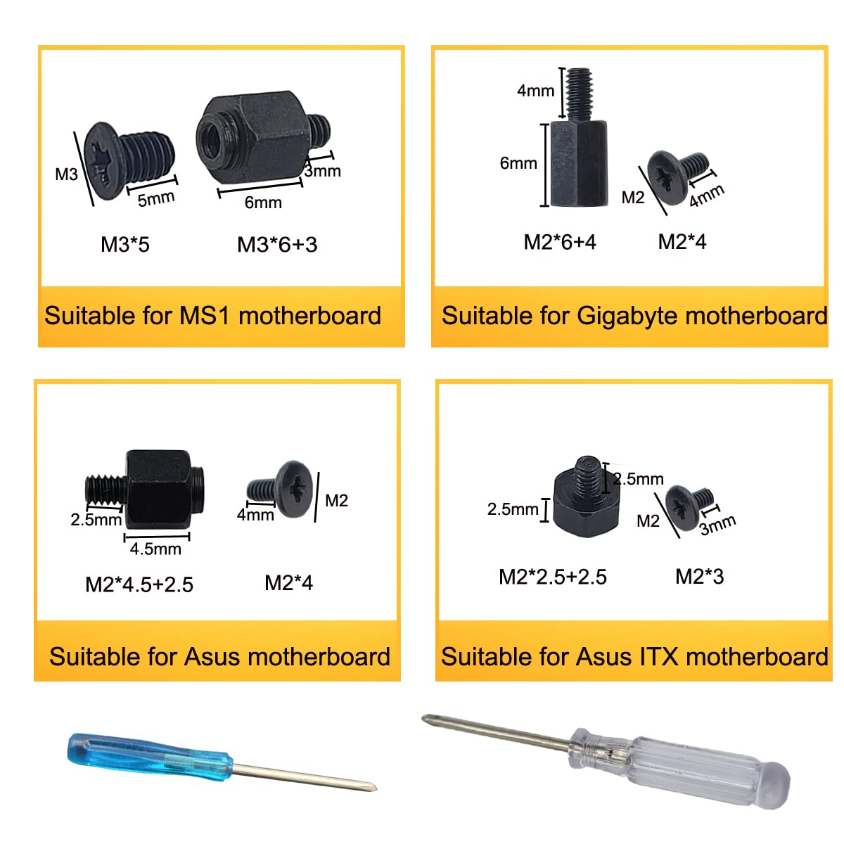 80Pieces M.2 Nvme PCle SSD Mounting Screws Computer Screws for Asus Gigabyte Msi Motherboards