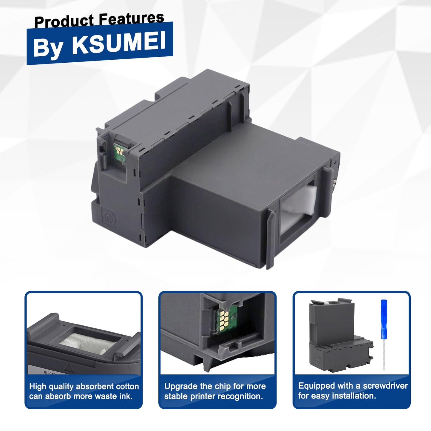KSUMEI T04D100 EP-04D1 Ink Maintenance Box Compatible with ET-3710 ET-3750 ET-3760 ET-3830 ET-3850 ET-4850 WF-2860 XP-5100 ET-M1000 ST-3000 Printers