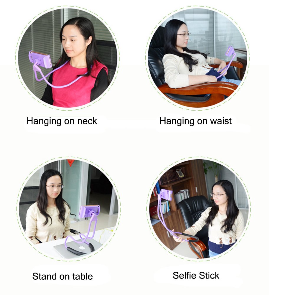 Lazy Cell Phone Holder - Universal Phone Holder to Wear Around Neck Lazy Bracket Free Rotating Smart Mobile Phone Mount Stand