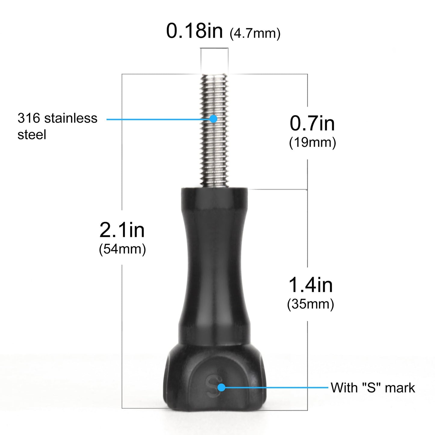 SOONSUN Thumbscrew Set 4pcs Long Thumb Screw Bolts and Wrench for GoPro Hero 13, 12, 11, 10, 9, 8, 7, 6, 5, 4, 3, Session, Max, Fusion, SJCAM, AKASO