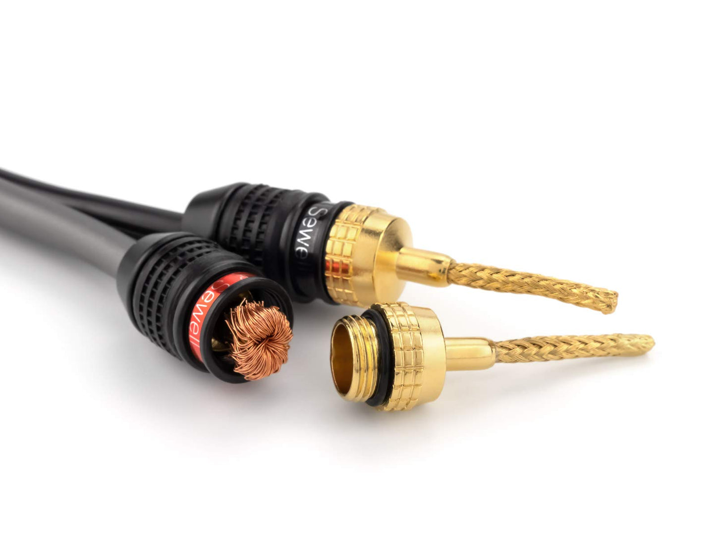 Deadbolt Flex Pin Banana Plugs for Spring Loaded Speaker Terminals, 6 Pairs Gold Plated Plugs