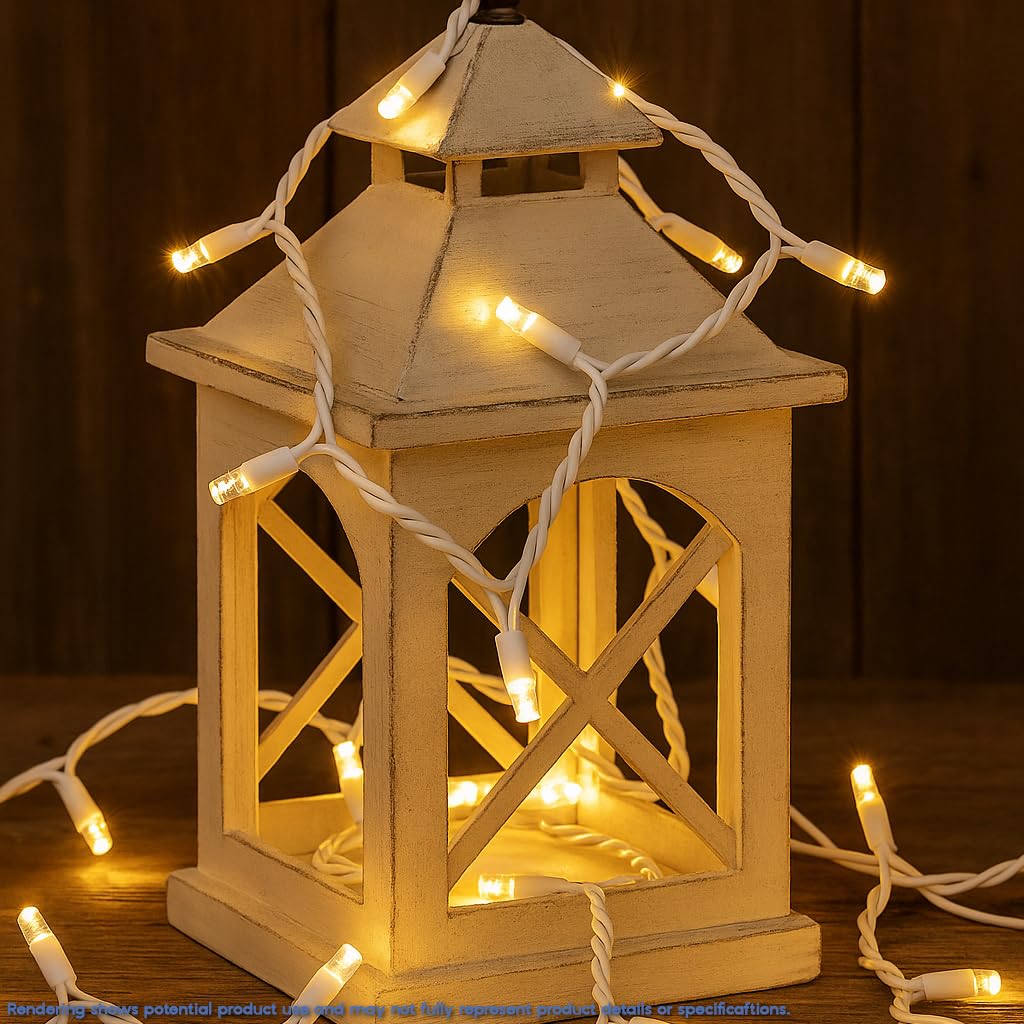 Novelty Lights 7 Feet 20 LED String Light, Warm White on White Wire