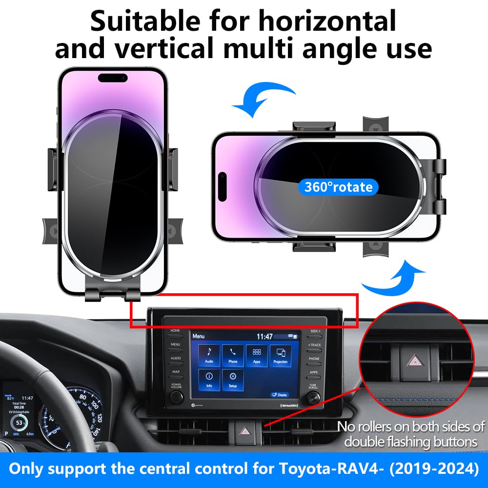 YEGZA Car Phone Holder for 2019-2025 Toyota RAV4 LX XLE?2019-2025 Hybrid LE XLE SE Woodland XLE, Prime SE Auto Accessories Navigation Bracket Interior
