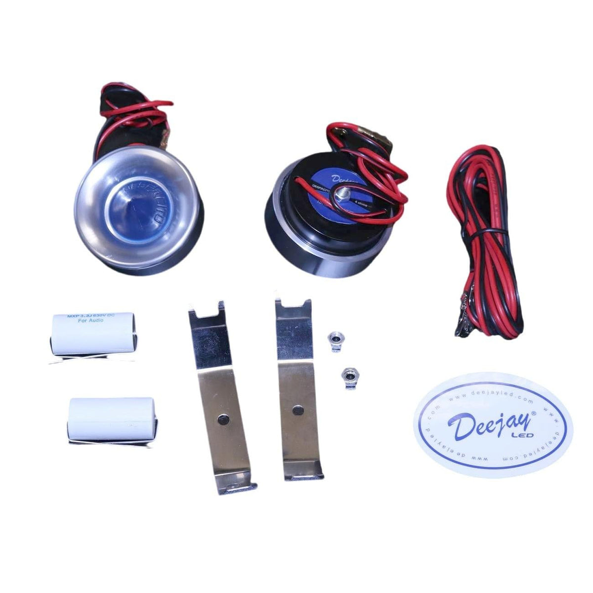 DEEJAY LED TBHDOMETWEETER Super Dome Tweeter 200 Watts Max 1-inch Voice Coil Includes Matching Crossover Capacitor Pair