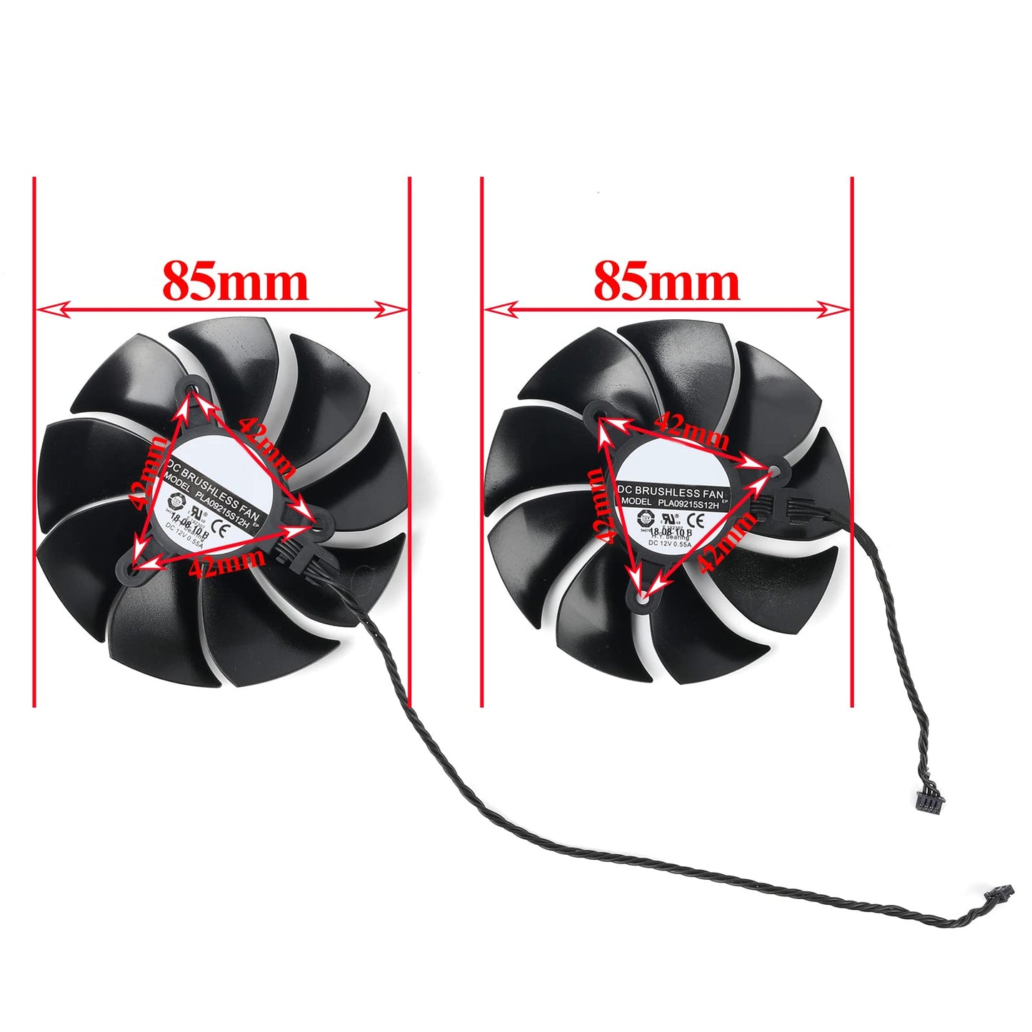 Coolerage 85mm DC 12V 0.55A 4Pin PLA09215S12H RTX2080Ti GPU Fans for EVGA RTX 2060 2070 2080 2080Ti RTX2080Ti Graphics Card Cooling Fans (Fan - A)