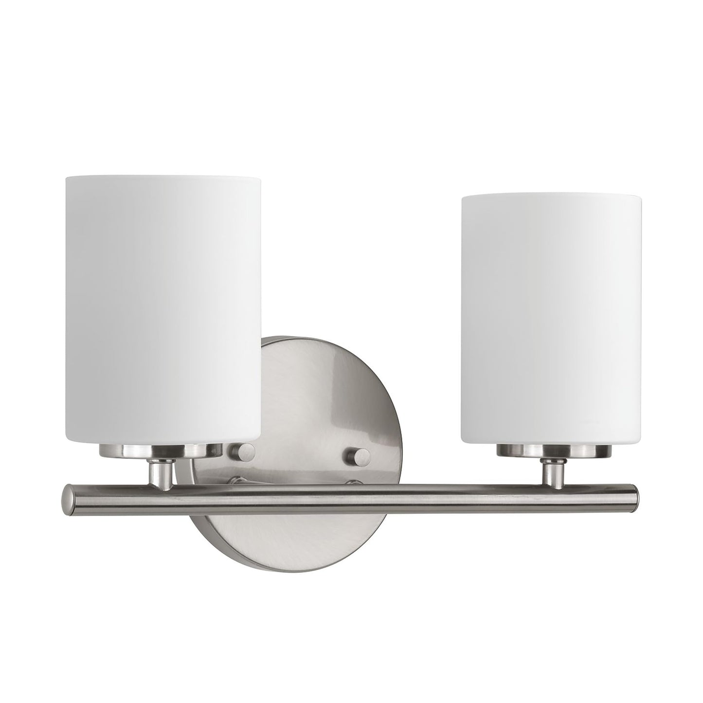 Replay Collection 2-Light Etched White Glass Modern Bath Vanity Light Brushed Nickel
