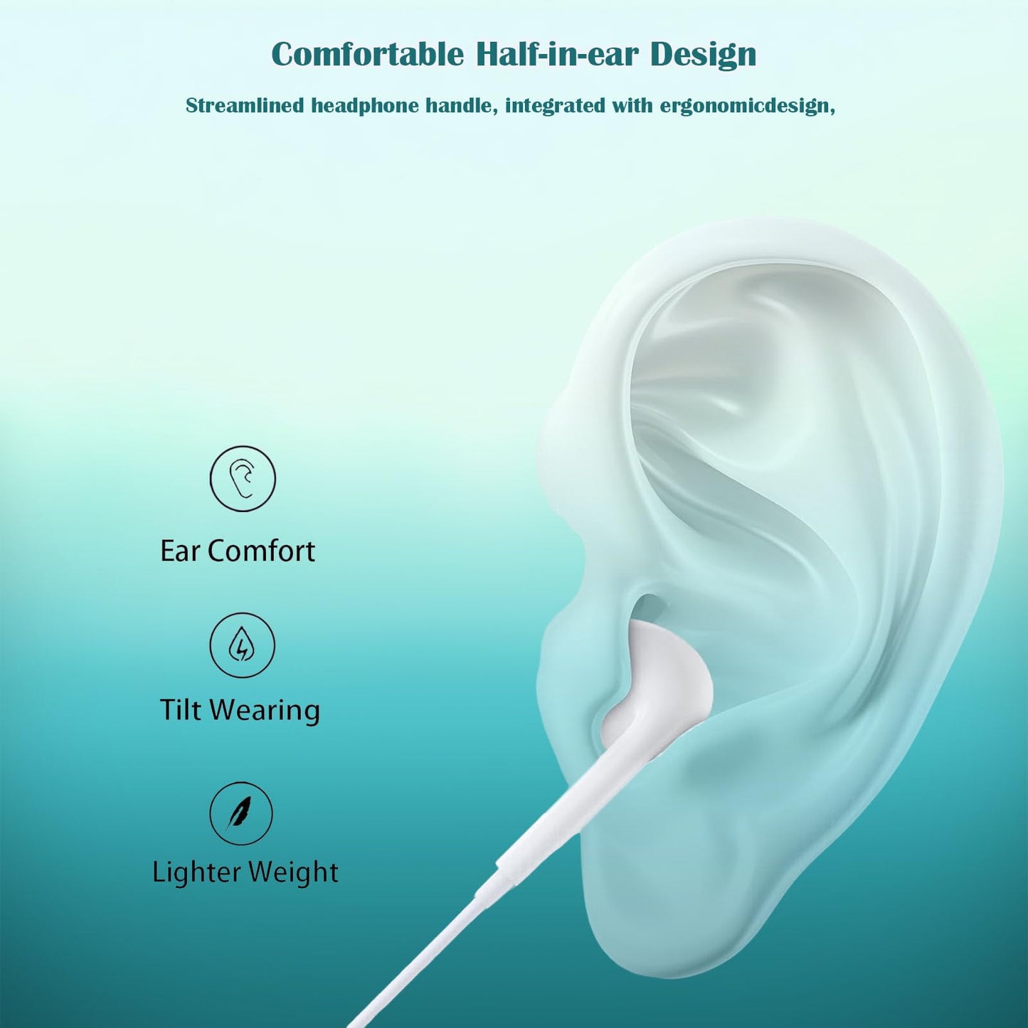 USB C Headphones for iPhone 15 16, Wired Earbuds Type C with Mic & Volume Control, In-Ear Earphones Wired USBC Ear Buds Compatible with iPhone 16/15