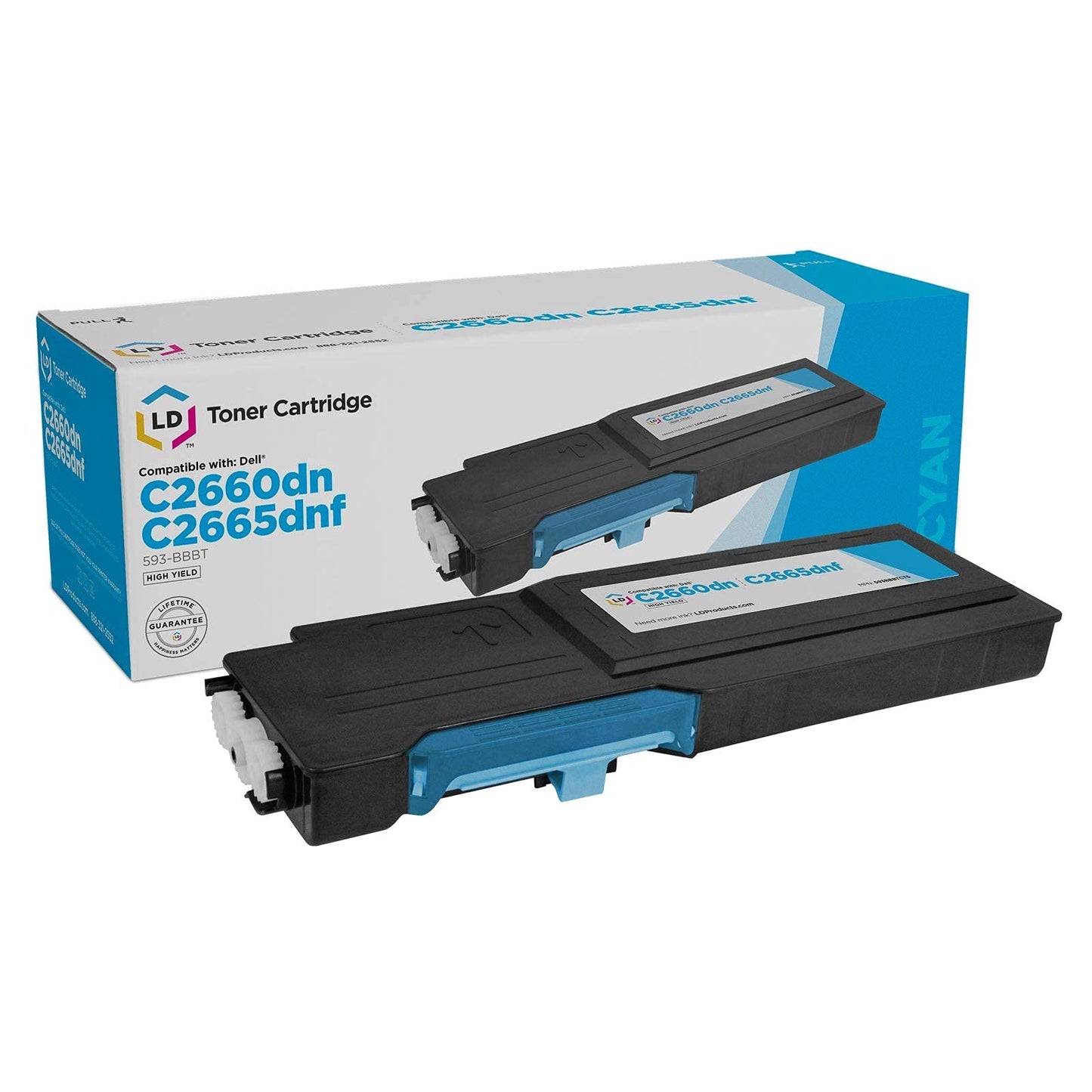 LD Products Remanufactured Replacements for Dell C2660dn Toner 593-BBBT 488NH TW3NN to Use with Color Laser C2660 C2665dnf C2665d (Cyan, 1-Pack)