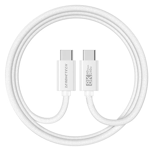40Gbps USB C to USB C Data Transfer Cable for Thunderbolt 4/3, 240W Woven Charge Cable Compatible with Apple Devices 3.3FT, USBC Monitor Cord 8K Video