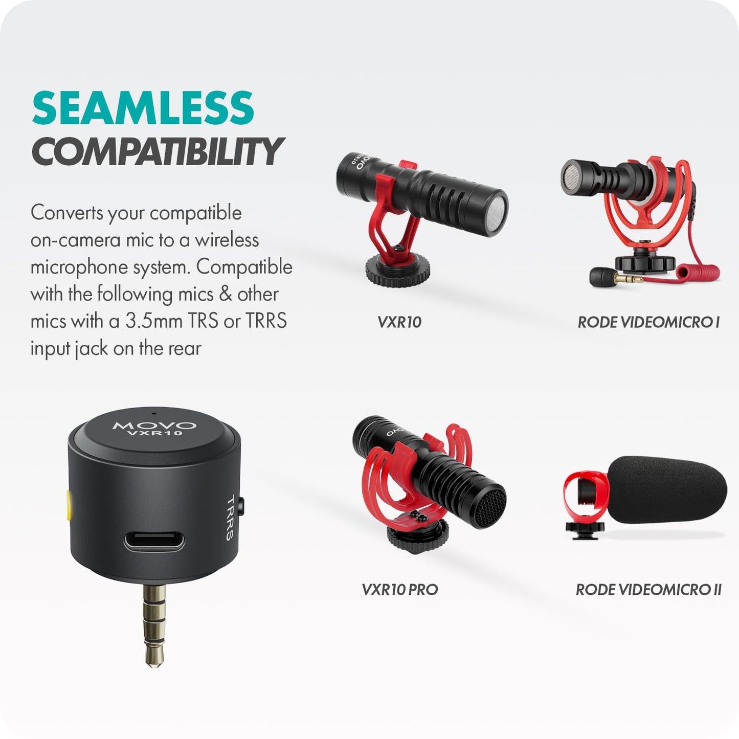 Movo WM-VXR10 Wireless Shotgun Mic Adapter for USB-C/iPhone 15 and up/Android Devices - Compatible VXR10, VXR10-PRO, and Rode VideoMicro
