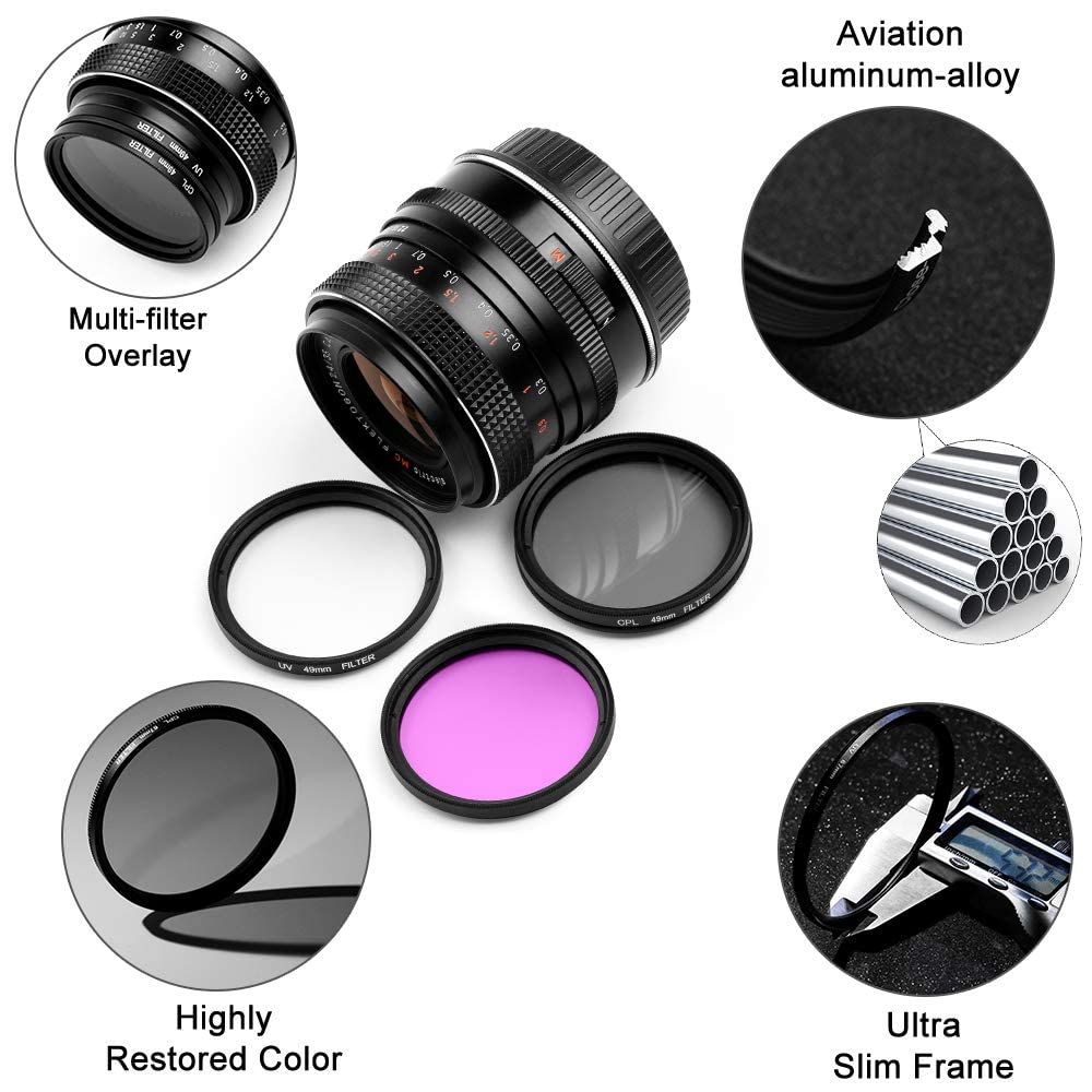 Sedremm 67mm Filter Kit Universal UV CPL FLD Filter Set with UV Protection, Circular Polarizing, Fluorescent Filter and Lens Cap Replacement