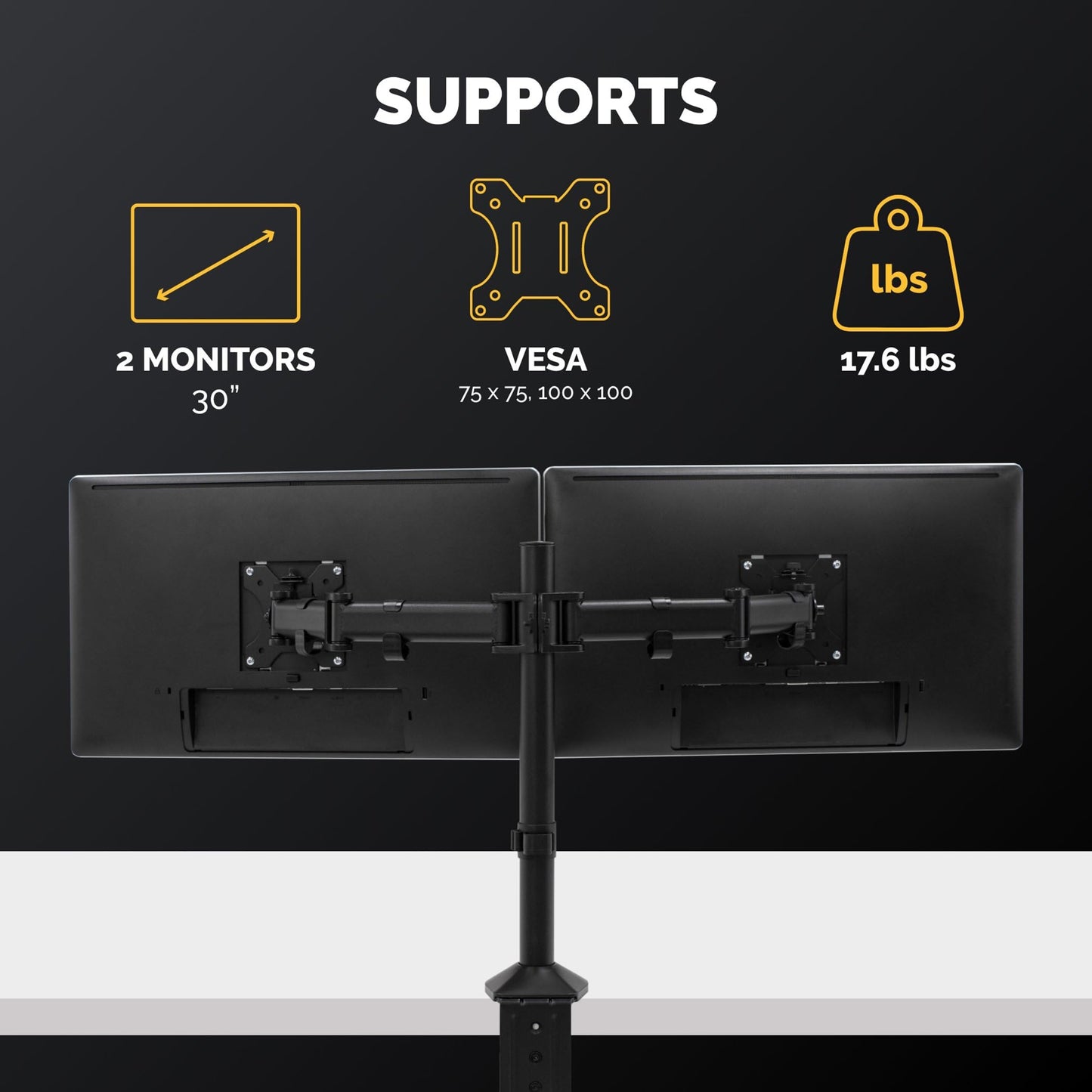 Fellowes Reflex Series Adjustable Monitor Arm for Desk, Supports 27-Inch Monitors, Ergonomic Dual Monitor Stand with VESA Mount, Easy Setup