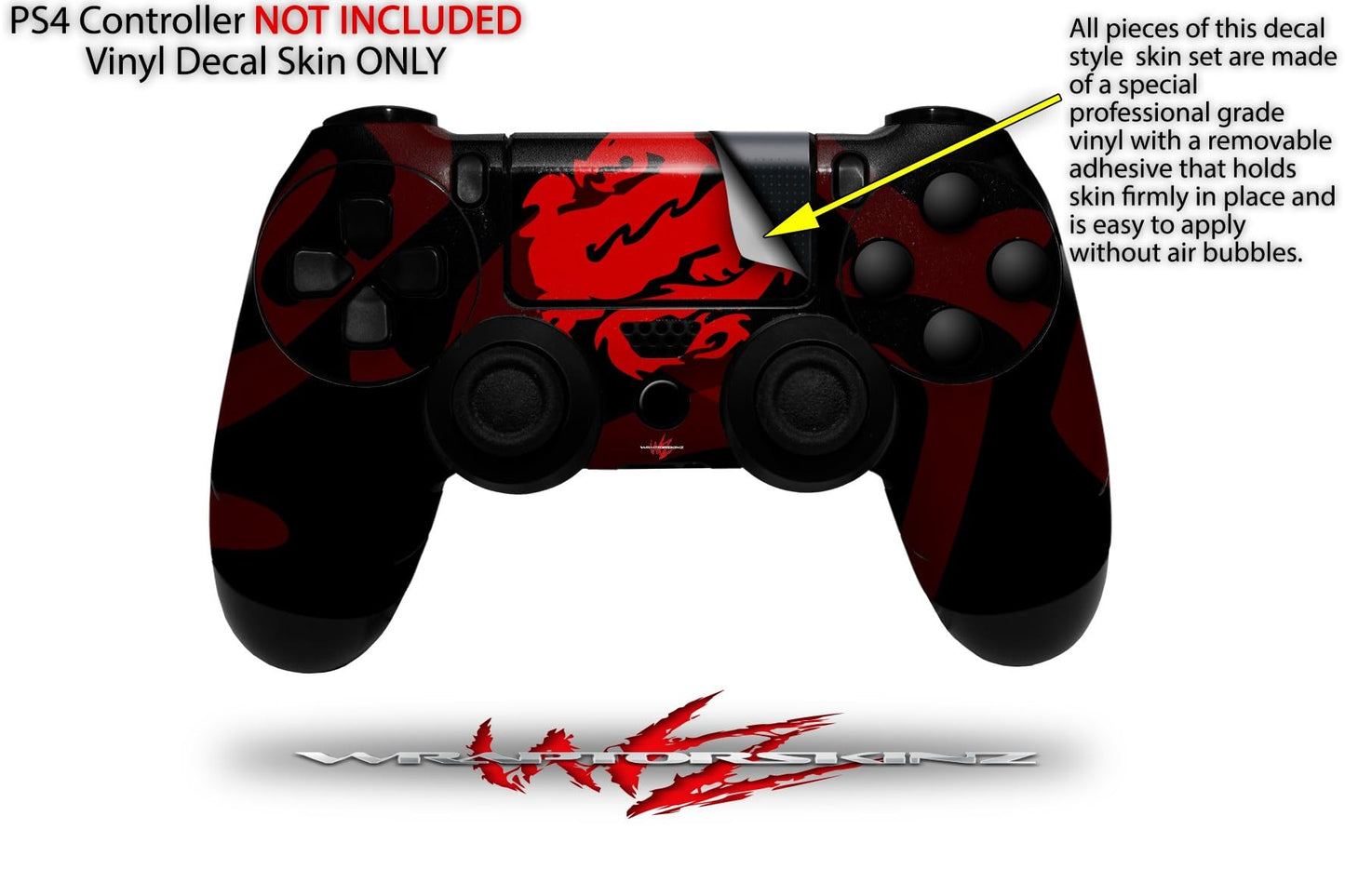 WraptorSkinz Decal Vinyl Skin Compatible with Sony PlayStation 4 Controller Oriental Dragon Red on Black (Controller NOT Included)