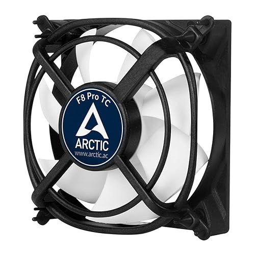 ARCTIC F8 Pro TC - 80 mm Case Fan, Case Fan with Temperature Control, Quiet Motor, Computer, Anti-Vibration-System, Fan Speed: 500-2000 RPM - Black