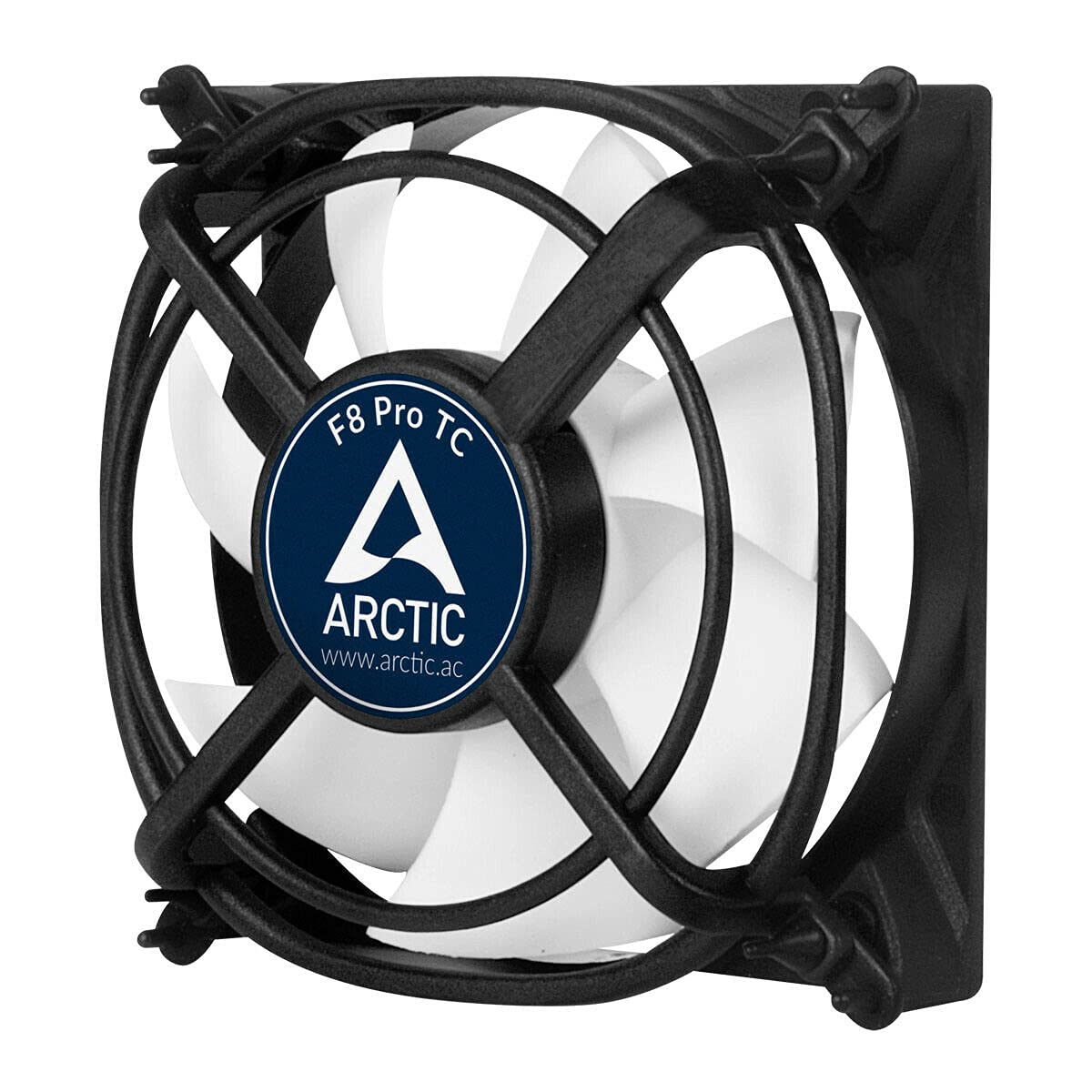 ARCTIC F8 Pro TC - 80 mm Case Fan, Case Fan with Temperature Control, Quiet Motor, Computer, Anti-Vibration-System, Fan Speed: 500-2000 RPM - Black