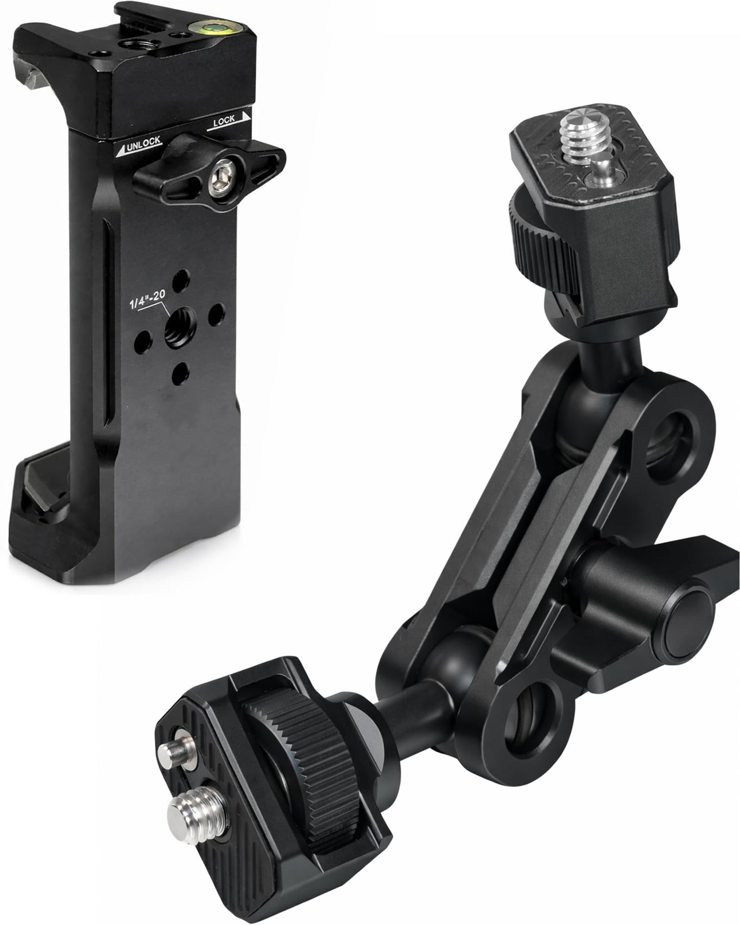 ORLN'K Aluminum Phone Mount for Tripod, Adjustable Phone Tripod Mount with Cold Shoe, Arca Swiss Quick Release Plate, Lock Fits for iPhone 16 15 14 13