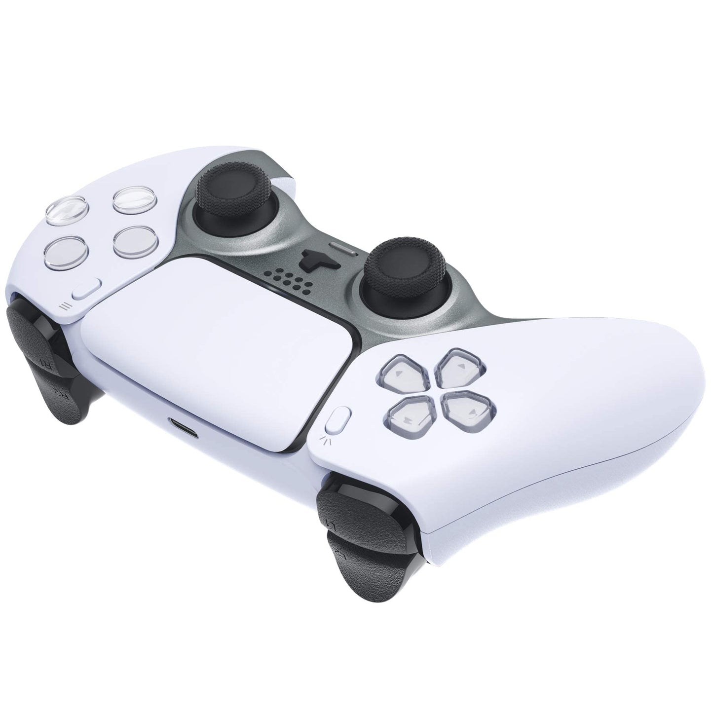 eXtremeRate Metallic Steel Gray Decorative Trim Shell Compatible with p s 5 Controller, DIY Replacement Clip Shell, Custom Plates Cover Compatible