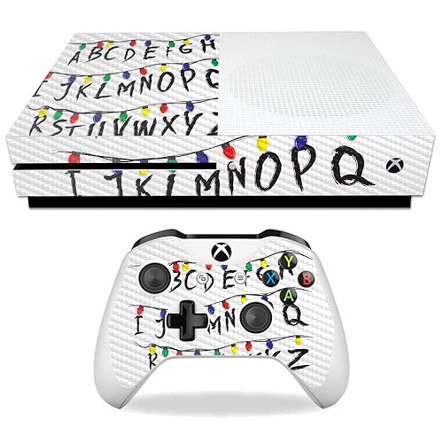 MightySkins Carbon Fiber Skin for Microsoft Xbox One S - Stranger Alphabet | Protective, Durable Textured Carbon Fiber Finish | Easy to Apply, Remove
