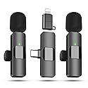 AMASDA 2 Pack Wireless Lavalier Microphone with Charging Case for iPhone, iOS and Android Phone, Mini Microphone for Video Recording, Interview
