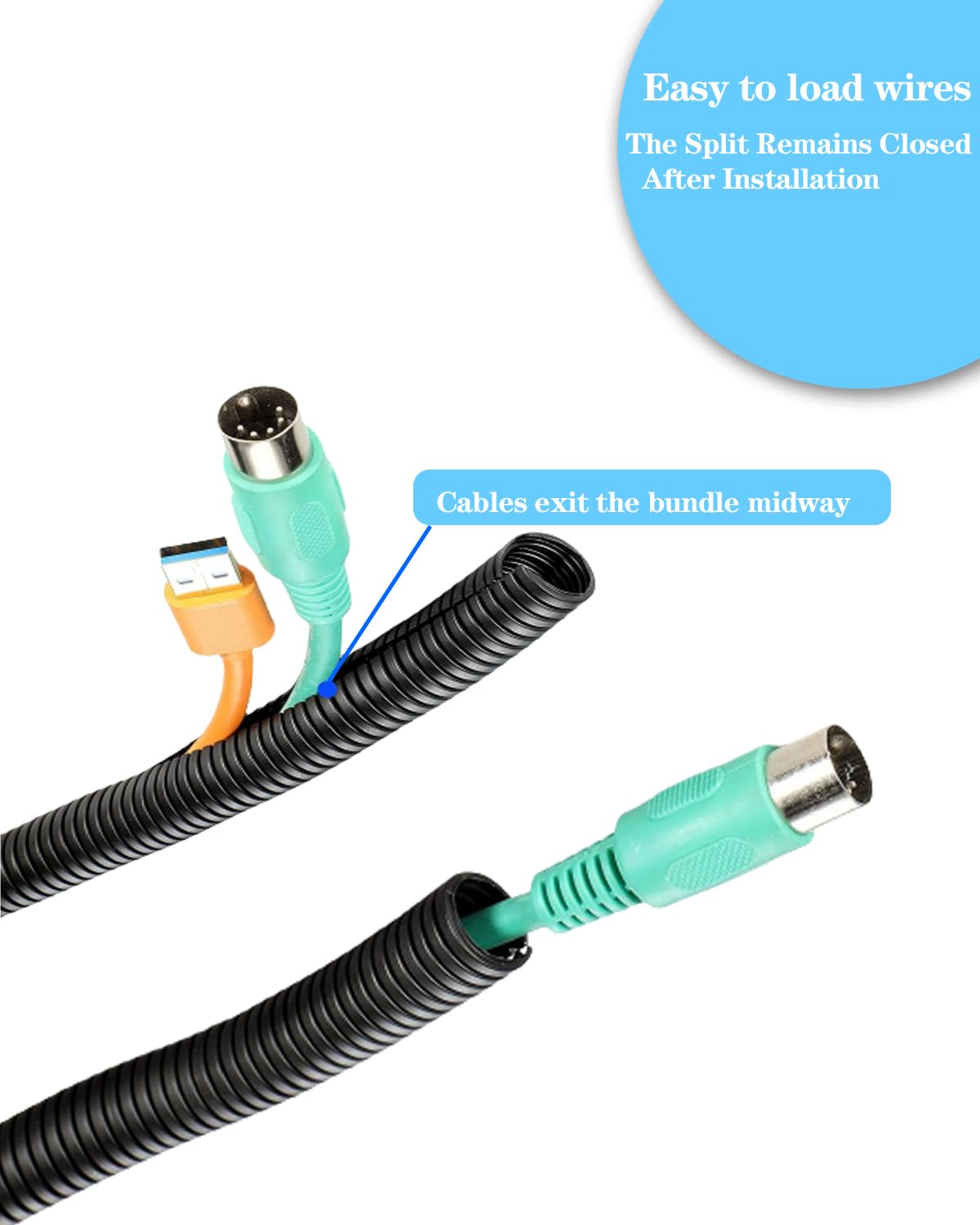 1/4 Inch Wire Loom Split Tubing - 33 ft Cord Protector Electric Wires Covers, Automotive Wire Flexible Conduit, Plastic Wire Cover(1/4"- 33ft, Black)