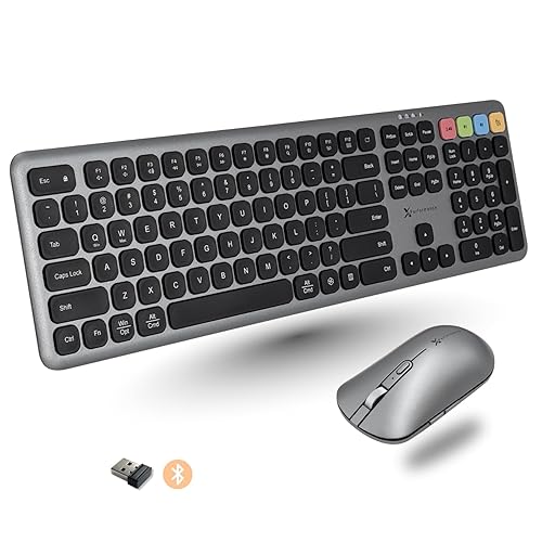 X9 Bluetooth Keyboard and Mouse Combo (Bluetooth, 2.4Ghz, USB C Wired) - Slim Wireless Rechargeable Keyboard and Mouse, Multi-Device Keyboard