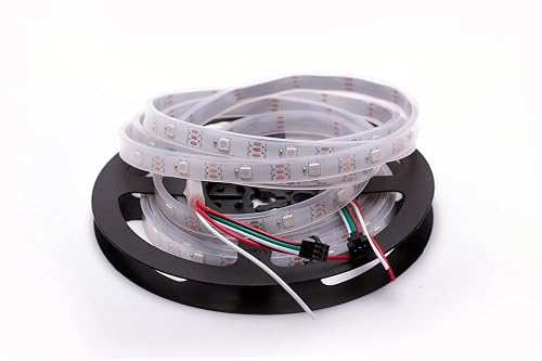 WS2812B LED Strip Individual Addressable Light 30Pixels/m SMD 5050 RGB Pixel Strip DC5V 16.4FT 150LEDS Waterproof IP67 White PCB