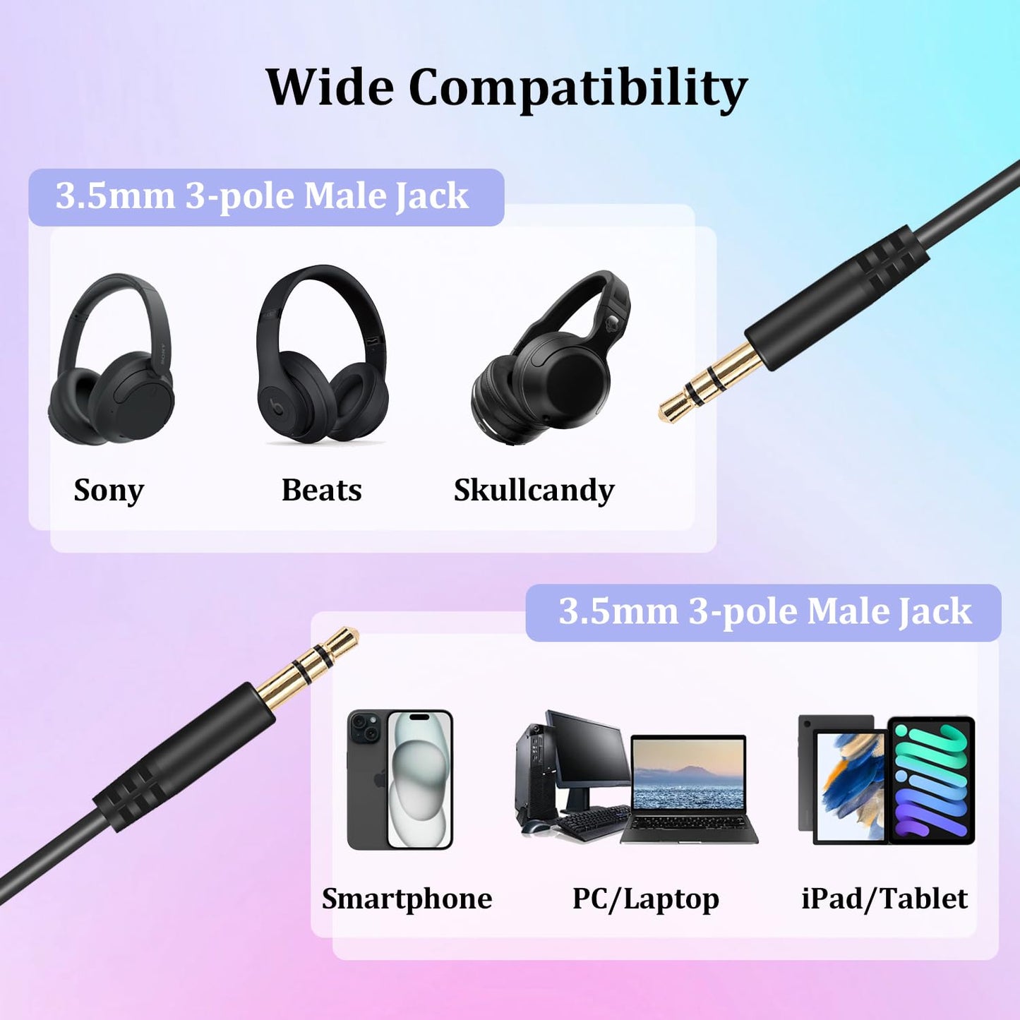 Xintronics Replacement Audio Cable Cord for Sony Headphones, Extension Wire 3.5mm to 3.5mm for Sony WH-1000XM5 WH-1000XM4 WH-1000XM3 WH-CH720N ULT…