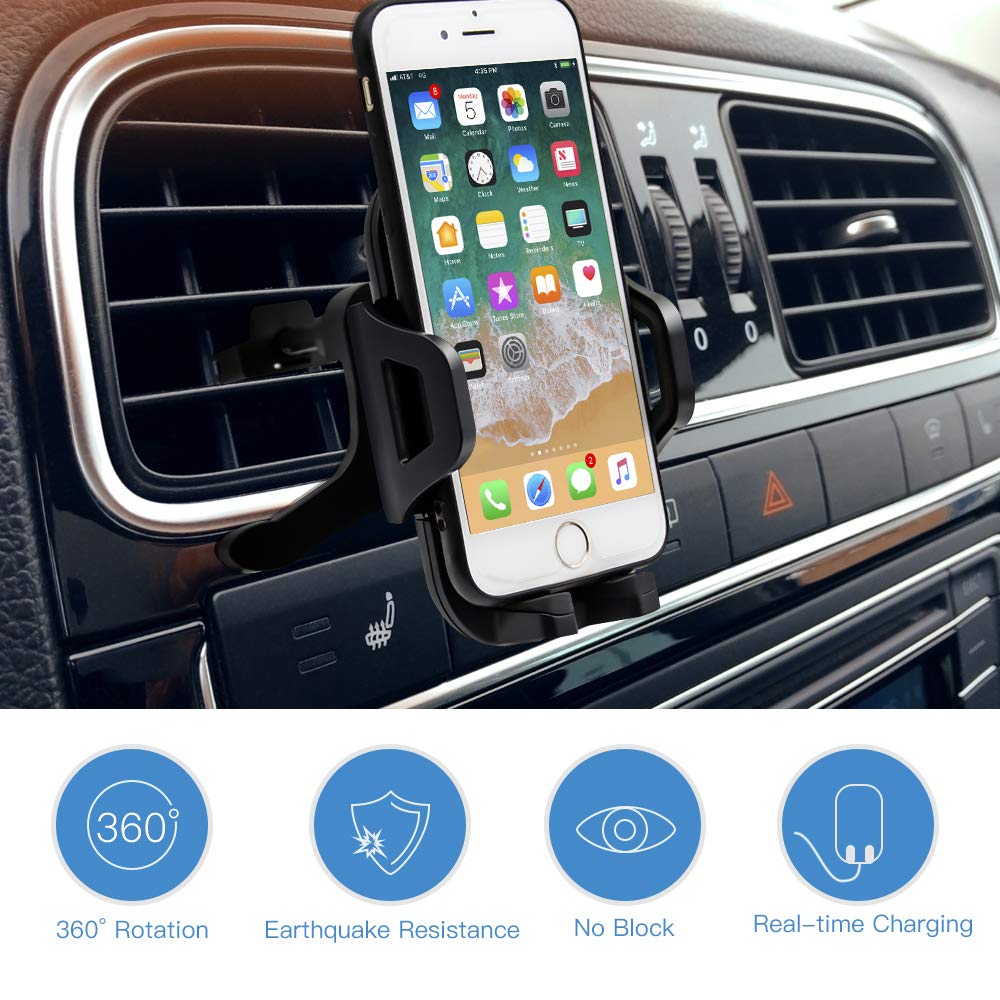 SONKIR Car Phone Mount, Dashboard & Windshield Cell Phone Holder Stand with One-Touch Design 360° Rotation for All Smartphones