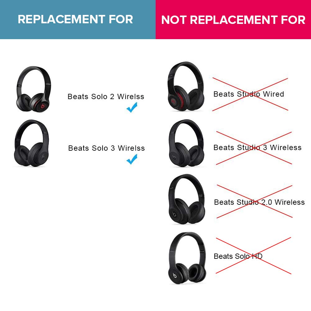 Esen Solo 3 Earpad Replacement Solo 2 Ear Pads Cushion Accessories Compatible with Beats by Dre Solo3/Solo2 Wireless A1796/B0534 Headphones, Made