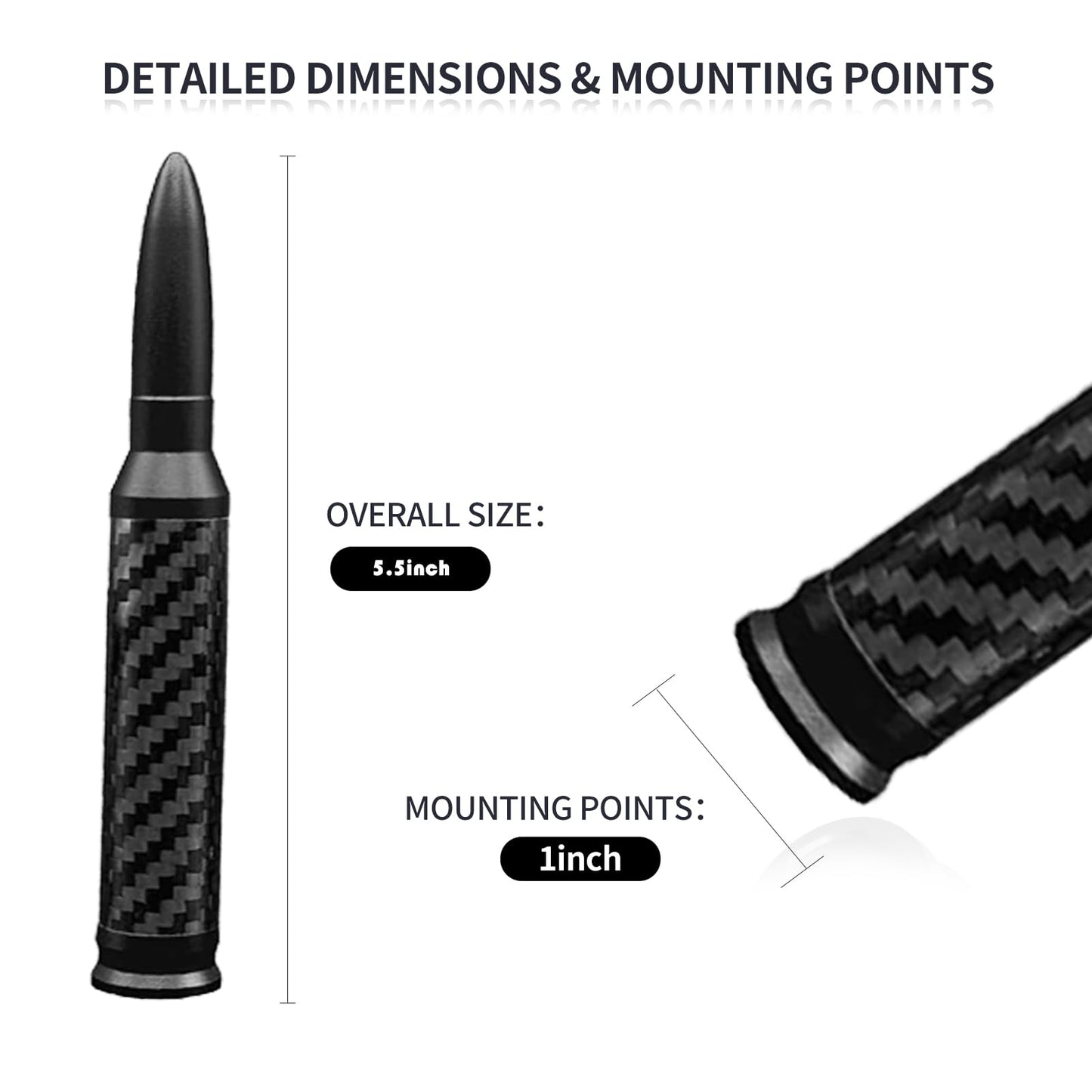 Anodized 5" Short Black Carbon Fiber Truck Antenna-Fits Chevy Silverado & GMC Sierra 1500 2500 3500|Billet Aluminum, UV & Chip Resistant, Safe for Car
