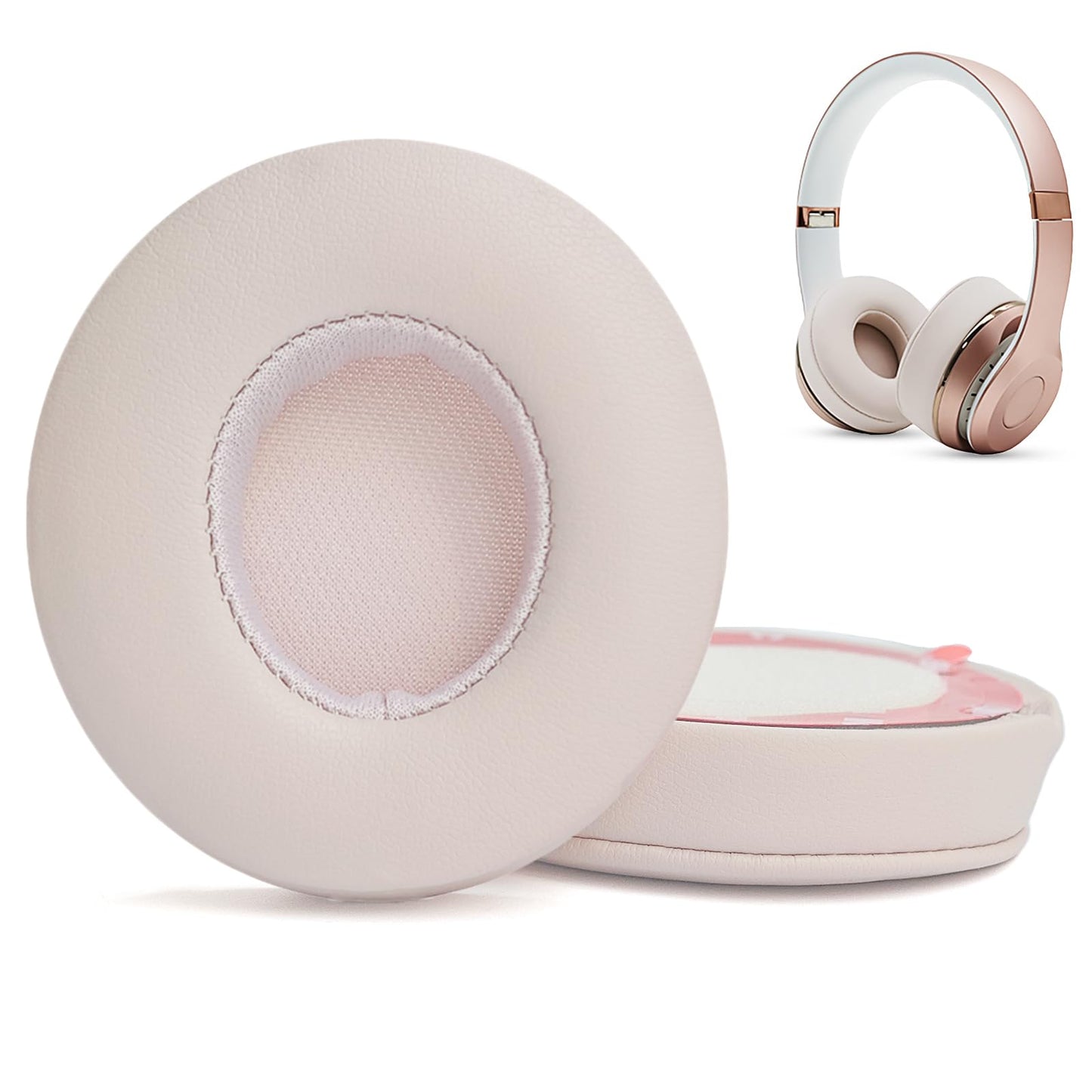 Washable Solo2 Ear Pads Replacement Compatible with Beats Solo 3/Solo 2 Wired/Wireless A1796/B0534 Headphones,Dust Proof Protein Leather Earpad