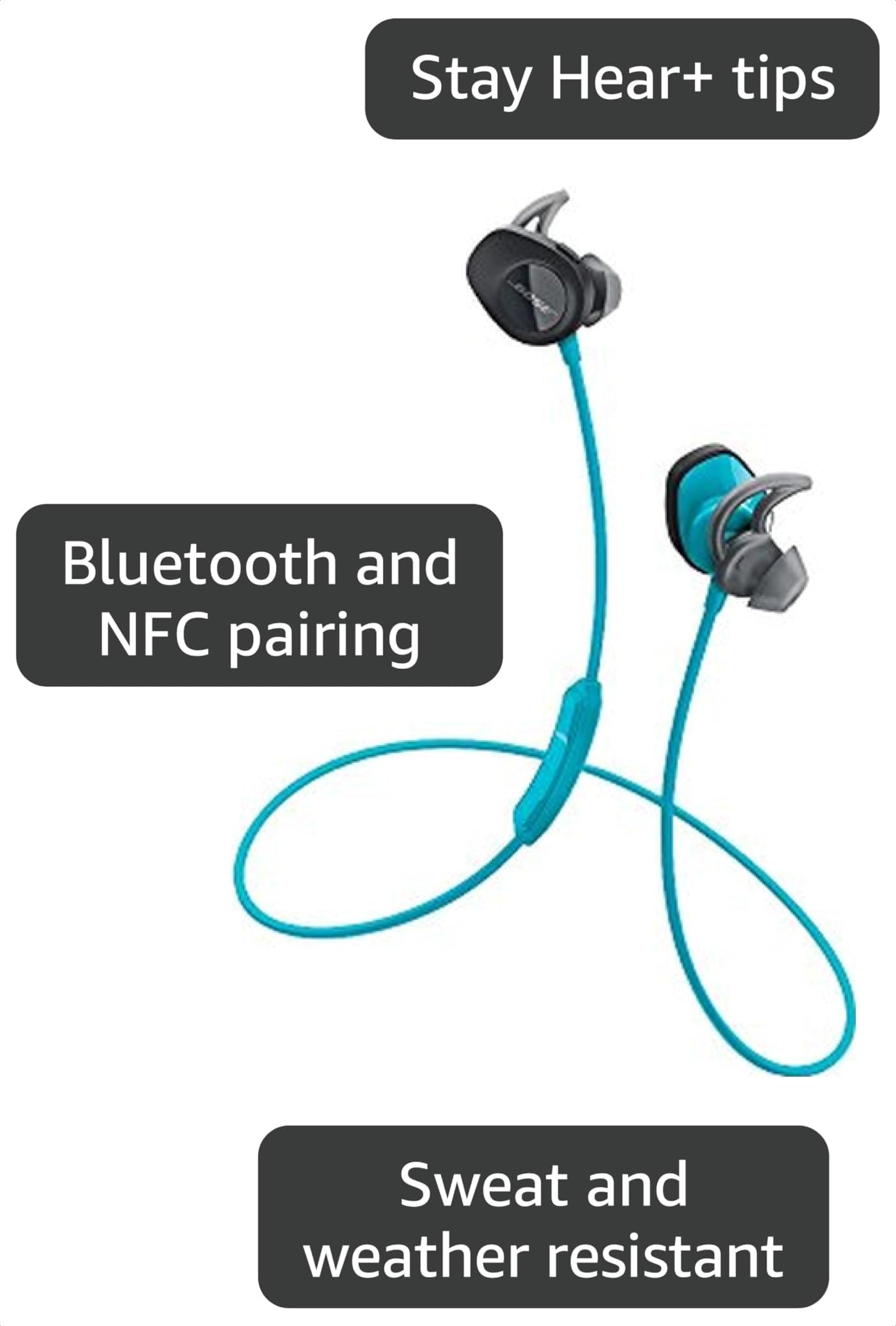 Bose SoundSport Wireless Headphones, Aqua (Renewed)